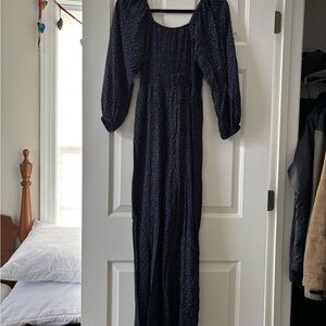 Madewell Black and blue floral jumpsuit